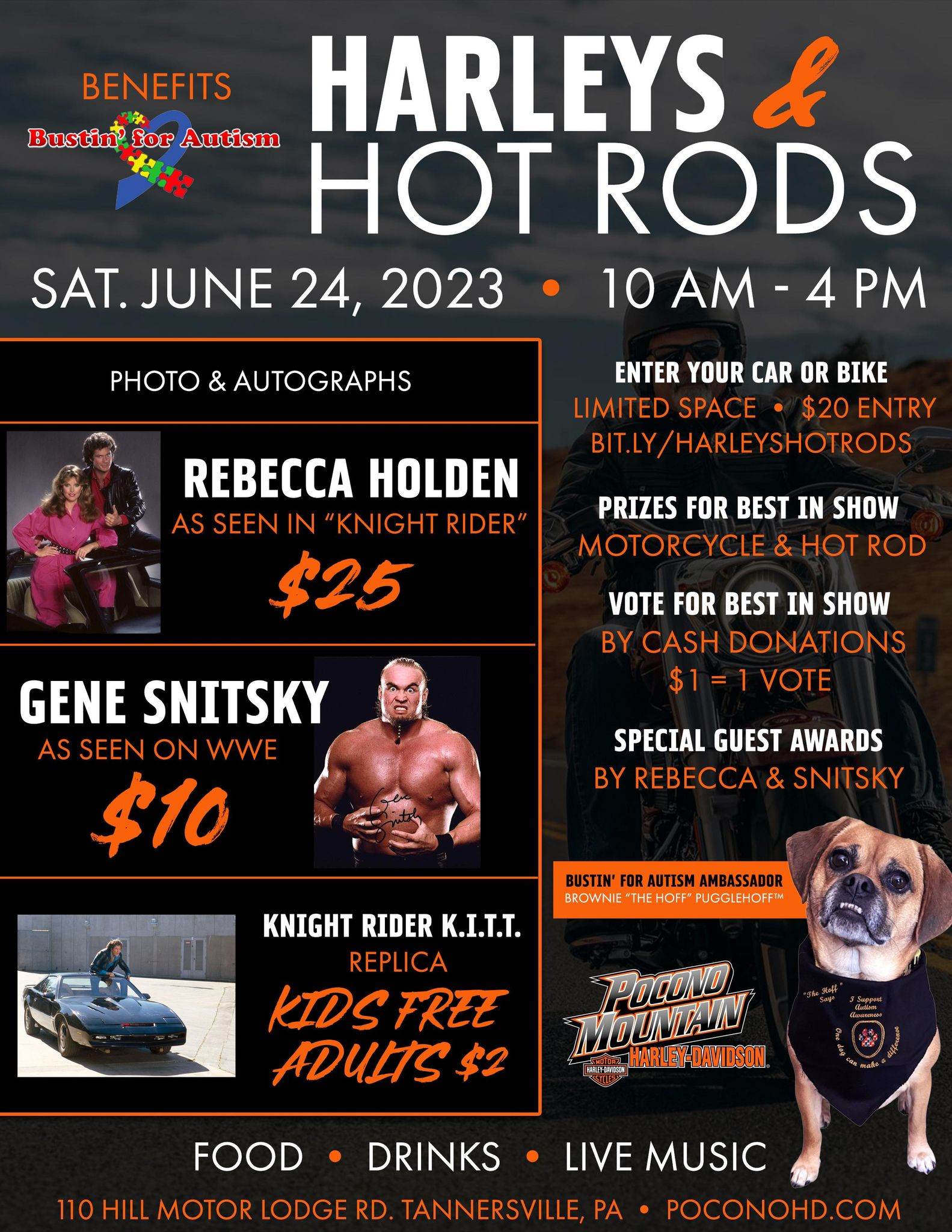 Harley & Hot Rods : Car & Bike Show to benefit Bustin' for Autism  - June 24, 2023